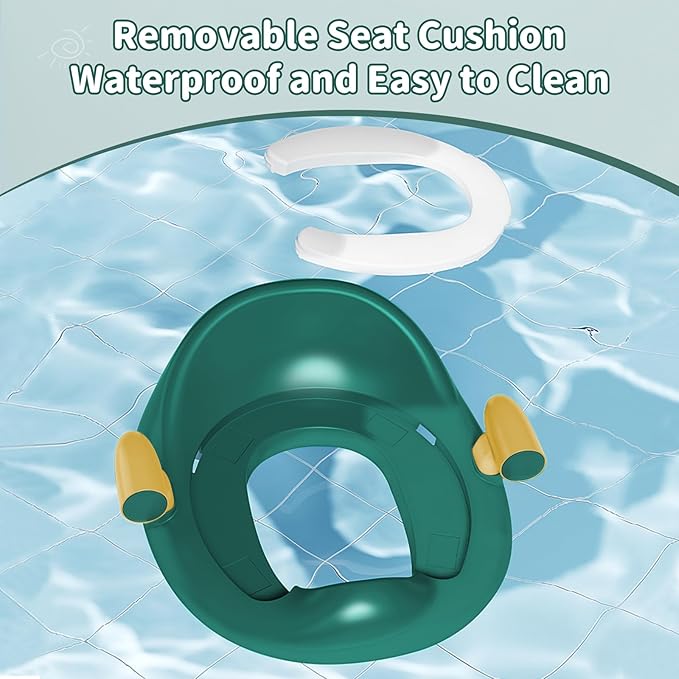 Potty Training Toilet Seat with Kids Step Stool Anti-Slip Toddler Potty Seat with Soft Cushion, Baby Potty Training Set Toddlers Toilet Seat for Boys and Girls (Green)