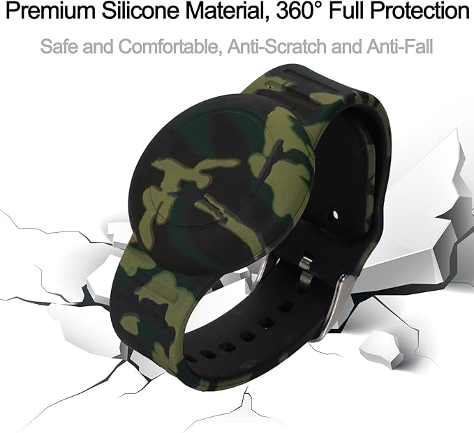 Waterproof AirTag Bracelet for Kids, Hidden Printed Wristband for Apple Air Tag, Silicone AirTag Holder GPS Tracker Case for Band for Child Toddler, Secure Anti-Lost Protection(Blue)