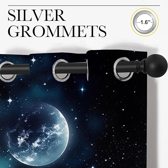 Wolf Blackout Curtains for Boys Girl Bedroom Decor,Starry Sky Howling Wolf Under The Full Moon Thermal Insulated Grommet Drapes Darkening Window Curtain for Living Room Home 42x45 inch