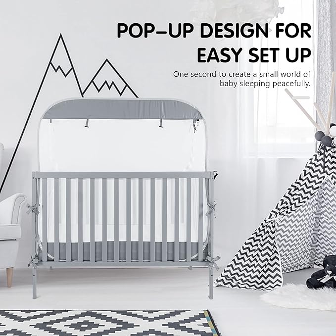 Porayhut Portable Baby Crib Net Safety Mesh Tent,Pop up Infant Mosquito Net, See Through Canopy Netting Cover for Baby&Toddler to Keep Baby from Climbing Out.