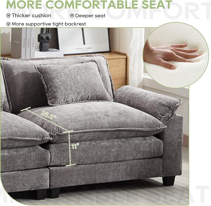 Oprisen 53" Modular Sectional Sofa, Comfy Cloud Couch Sectional Sofa - Image 4