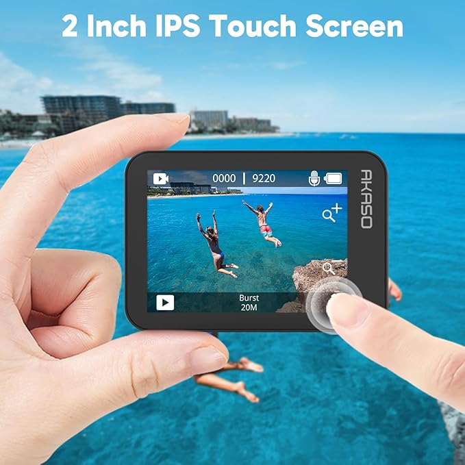 AKASO V50X Native 4K30fps WiFi Action Camera with EIS Touch Screen 4X Zoom 131 feet Waterproof Camera Support External Mic Remote Control with Helmet Accessories (Without 64GB MicroSD Card)