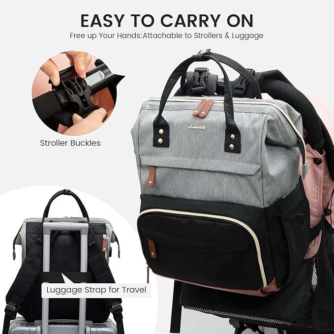 LOVEVOOK Diaper Bag Backpack, Baby Bag with Changing Station, Large Diaper Backpack for Moms Dads, Waterproof Leather Accents Baby Boy and Girl Bag for Travel Baby Essentials
