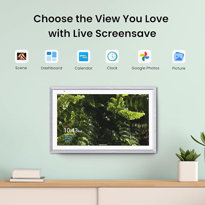 ApoloSign 15.6-inch Digital Calendar: Dual Mode Calendar with Google Play & Multi-calendar Sync, Electronic Planner & Chore Chart, Smart Touchscreen, Interactive Display for Family Schedules (Gray Wood, 15.6")