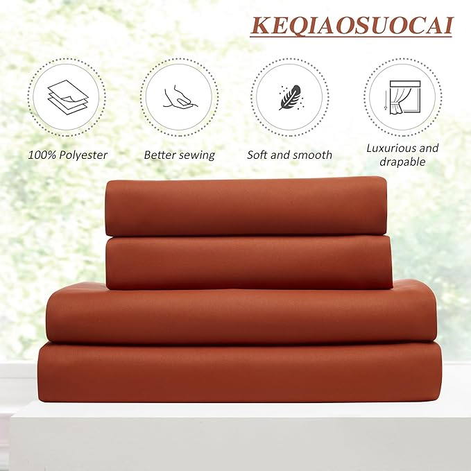 KEQIAOSUOCAI Antique Copper Burnt Orange Pinch Pleated Blackout Curtains for Bedroom 2 Panels Set, Fall Decor Boho 70s Window Drapes 84 Inches Long for Living Room W40 x L84