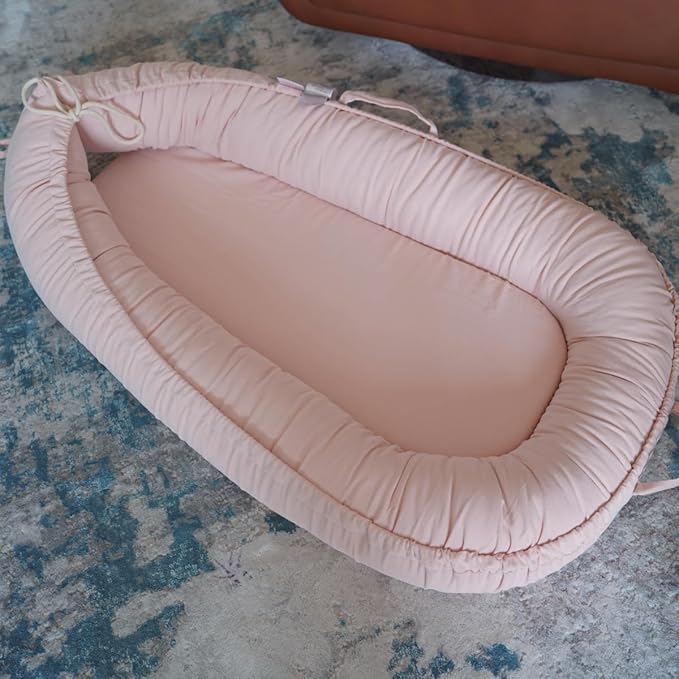 Infant Lounger, Baby Nest Cover for Baby Girls & Boys, Newborn Essentials for Baby 0-18+ Months, 100% Cotton Breathable (Mistyrose, Corduroy)