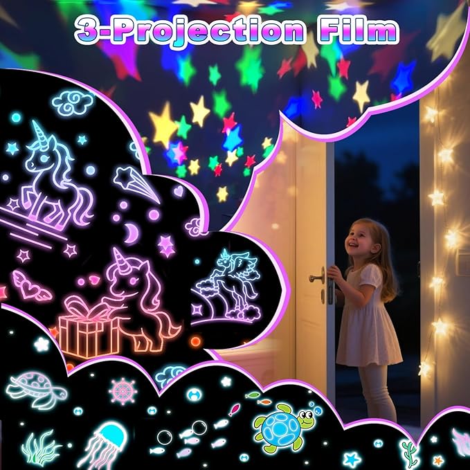 Unicorns Gifts for Girls Toys,Night Light for Kids,Remote Dimmable Timer Star Projector, 360° Slient Ocean Lights for Ceiling Projector,Christmas Birthday Gifts for Girls&Room Decor