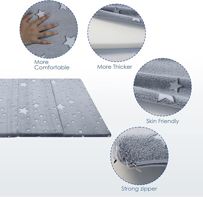 MeMoreCool Kids Floor Mattress Large 6x4 FT, Thicken Foam Futon Mattress for Playroom, Foldable Crawling Mat for Children’s Play Area