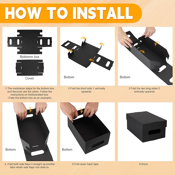 6PCS Photo Storage Box for 4"x6" Photos,10.2“ x 6.5“ x 4.7“ Picture Box Store and Protect Pictures,Documents Black