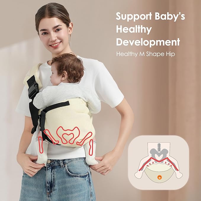 Toddler Sling Carrier, Easy to Wear Baby Carrier Sling 7-40 lbs, Adjustable Lightweight Baby Wrap Sling, Perfect Toddler Hip Carriers One Size Fits All, Beige