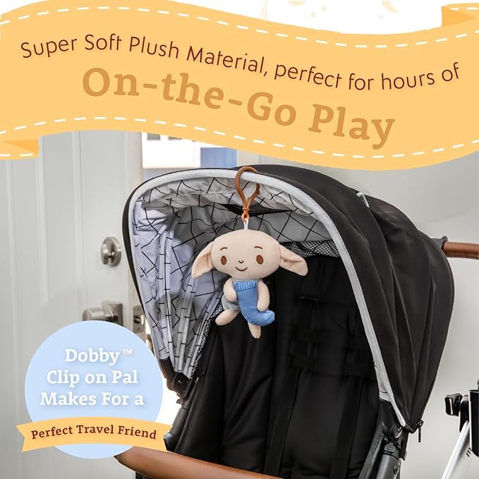 Harry Potter Dobby Plush Clip On Sensory Toys for Toddlers 1-3, Halloween Baby Toys & Learning Toys for Kids, Soft Elf Plushie Baby Halloween Toys