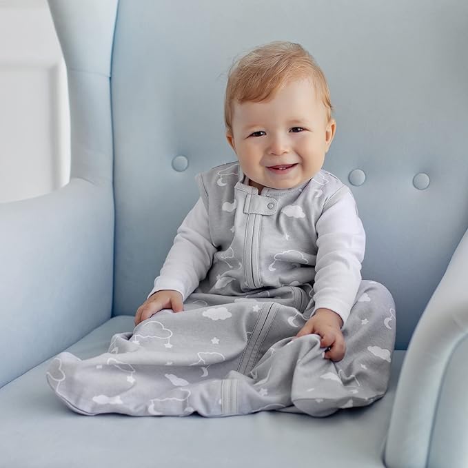 Baby Sleep Sack 1.0 TOG, Organic Cotton Baby Wearable Blanket with Two-Way Zipper, Swaddle Transition Baby Sleeping Bag, All-Season Sleep Sack for Newborn Infant Toddler Boy Girl, 6-12 Months, 1-Pack