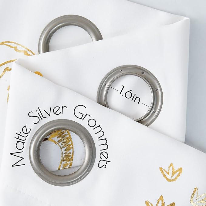 Vangao Kids Curtains White Drapes Dinosaur Curtains for Boys Kids Nursery Girls Room Golden Dino Foil Print Light Filtering Grommet Top Window Drapes 84 Inches Length 2 Panels