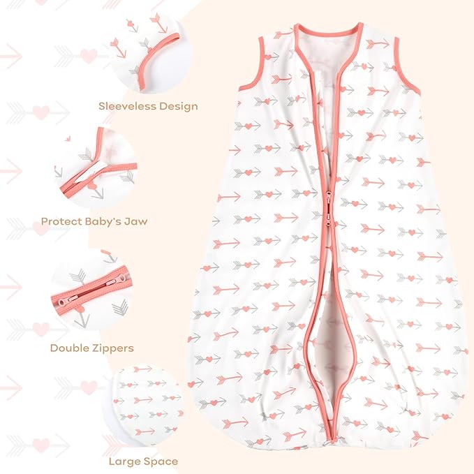 Yoofoss Baby Sleep Sack 12-18 Months Baby Wearable Blanket 100% Organic Cotton 2-Way Zipper TOG 0.5 Toddler Sleeping Sack 3 Pack, Soft Lightweight Sleep Sacks for Babies(Large)