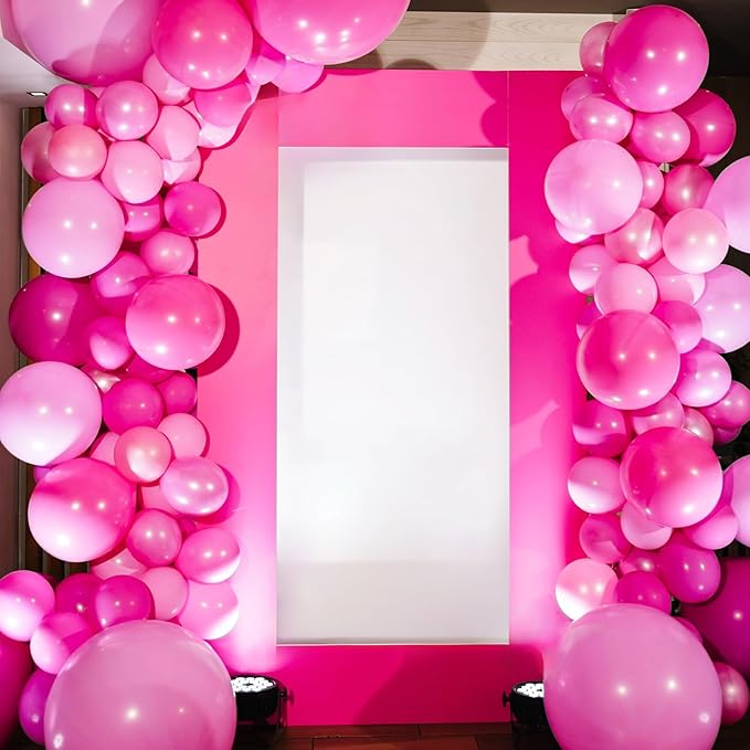 RUBFAC 129pcs Pink Balloons Different Sizes 18 12 10 5 Inches for Garland Arch, Pink Balloons for Valentine's Day Birthday Baby Shower Gender Reveal Wedding Party Decoration