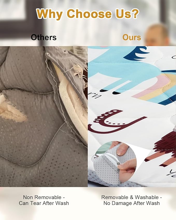 Premium Foam Baby Play Mat 71" x 59" – Removable & Machine Washable Cover, Extra Thick Padding Playpen Mat, Non-Slip Crawling Mat, Easy to Clean for Infants, Toddlers & Babies