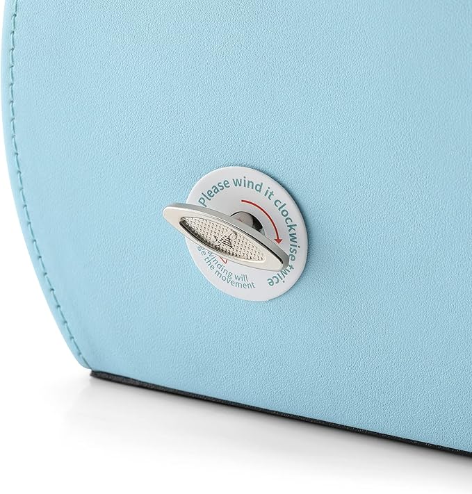 Vlando Musical Jewelry Box with Spinning Ballerina, Lockable Girls’ Jewelry Organizer for Necklaces Rings and Hair Accessories, Gift for Girls and Kids, Blue