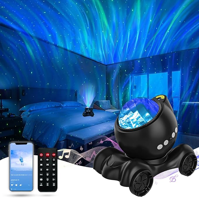 ENOKIK Northern Light Projector, Aurora Star Projector Built-in Bluetooth Speaker, White Noise Machine for Kids Adults, Galaxy Light for Bedroom/Ceiling/Party/Gift (Black)
