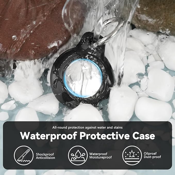 Upgrade Waterproof 2 Pack Airtags Holder with Apple Airtags Keychain, Hard PC Air Tag Case, Anti-Scratch & Shock Air tag Holder, Men's Women's Keyrings & Keychains -Black+Red