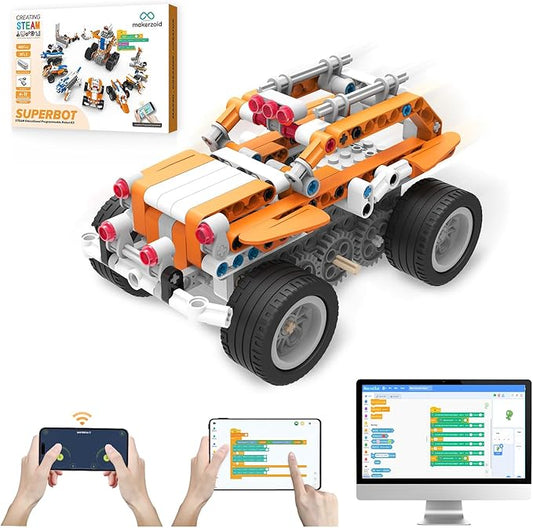 STEM Coding Robot Kits for Kids Ages 6+, 26-in-1 Educational Programmable Scratch Coding Robotics Kit, APP RC Robot Jeep Car Birthday Children's Day Gift for Boy Girls(400+ Pcs)