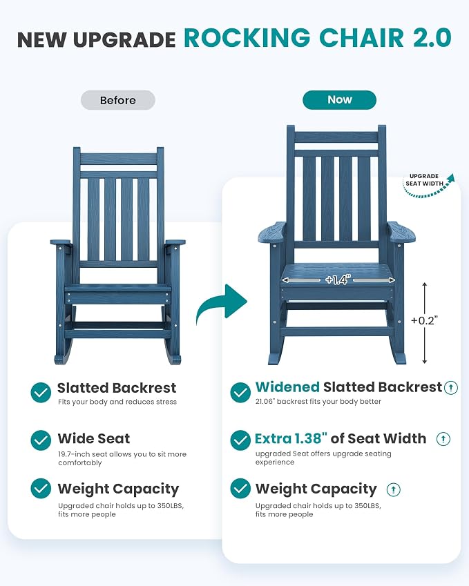 SERWALL Oversized Rocking Chair, Outdoor Rocking Chair - Image 9