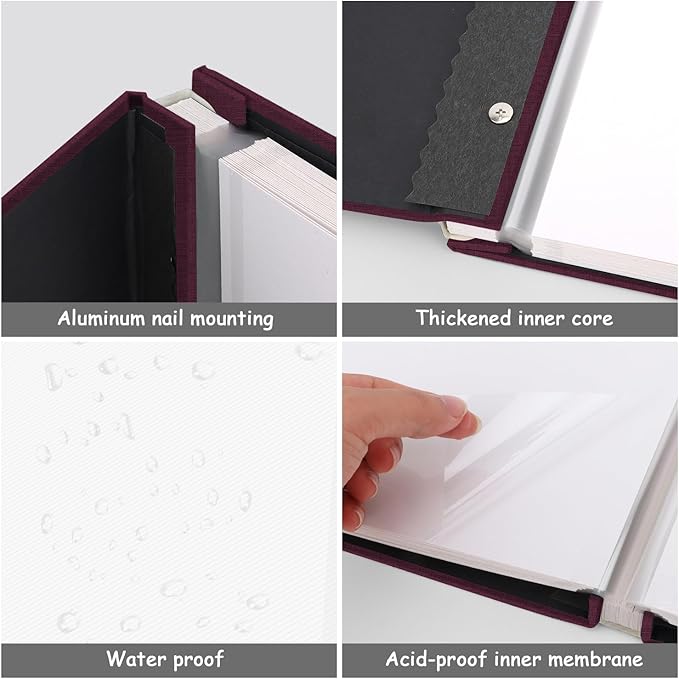 Zesthouse Large 18In Photo Album Self Adhesive 60 Pages, Scrapbook Albums with Sticky Page Holds 10x12 & 8x10 & 5X7 & 4x6 Pictures, DIY Photo Book Ideal Gift for Family Wedding Baby