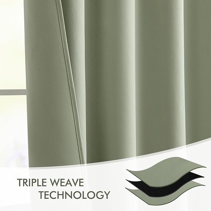 MIULEE Back Tab Sage Green Curtains 84 Inch Length 2 Panels Set for Living Room Bedroom, Rod Pocket/Pinch Pleated Light Blocking Thermal Insulated Room Darkening Blackout Curtains 84 Inches Long