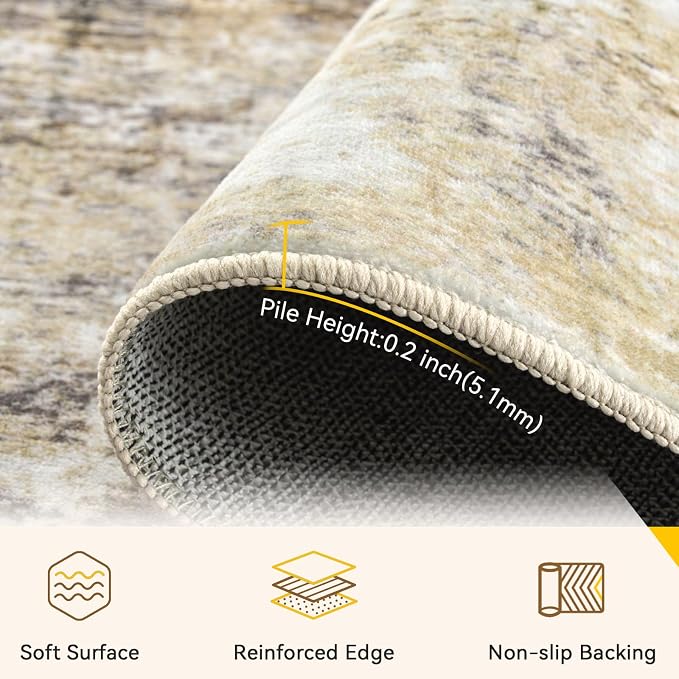RELEANY Washable Area Rugs Square 8ft Non-Slip Modern Abstract Soft - Image 2