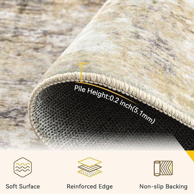 RELEANY Washable Area Rugs 3'x5' Non-Slip Modern Abstract Soft - Image 4