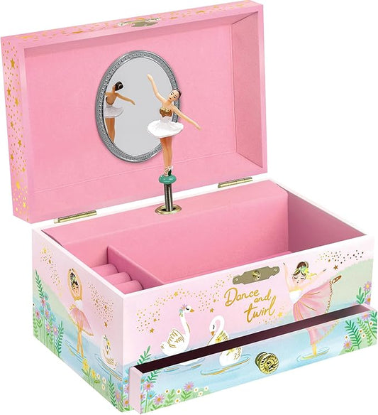 Musical Ballerina Jewelry Box for Girls - Kids Dancing Ballerina Music Box with Mirror, Ballet Gifts for Little Girls, Jewelry Boxes, Childrens Birthday Gift, Ages 3-10