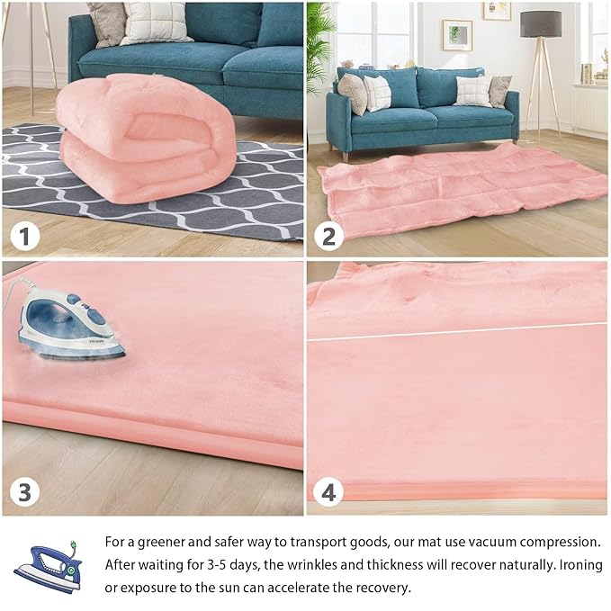 Baby Play Mat for Floor Tummy Time Mat Nursery Rug Muscle Mat Area Rug Playroom Rug Tatami Mat 9'2"x6'7" Memory Foam 1.3" Thick Crawling Mat for Babies,Toddlers, Infants, Kids,Floor Mat(Pink)