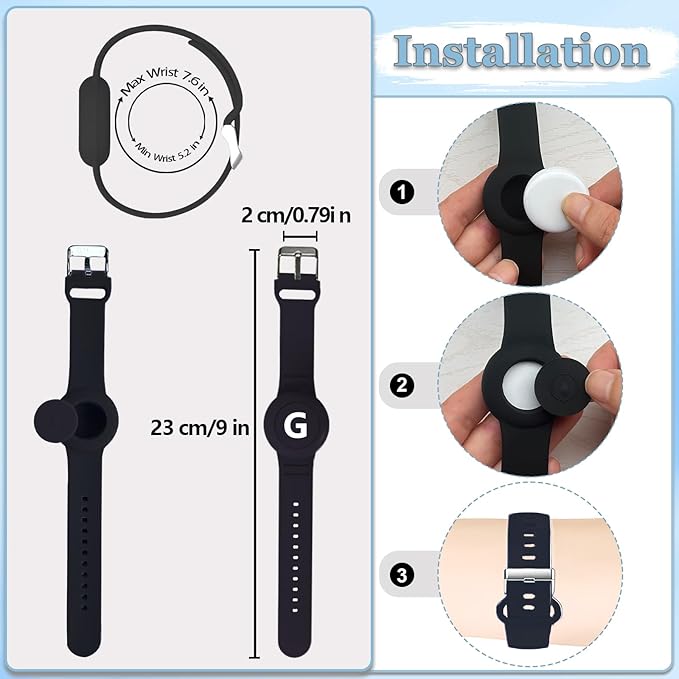 Waterproof Bracelet for AirTag Kids, Personalized Initial Letter Hidden Holder Compatible with Air Tag, Silicone Case for Airtag Adjustable Anti-Lost GPS Tracker for Toddler Child Elder, G