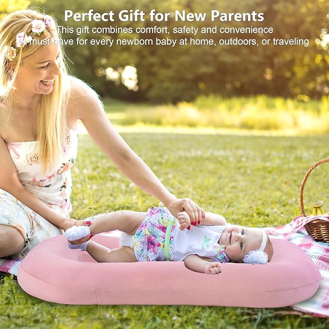 Baby Lounger, Baby Lounger for Newborn 0-12 Months, Portable Infant Lounger Soft Cotton Breathable for Home & Travel (Grey)