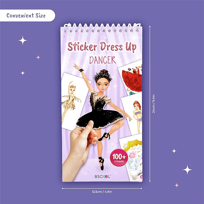 Sticker Dress-Up Dancers. Sticker Activity Book for Kids. Learn Girls Fashion Design, Dancer Poses with Sticker, and Guide for Kids 5 and up. Girls Fashion Paper Dolls Dress up Games
