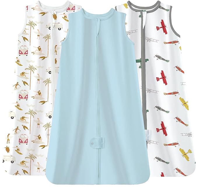 TotAha Newborn Sleep Sacks 0-3 months 3 Pack, Light, Soft, and Safe Baby Wearable Blanket Sleeping Bag with 2-Way Zippers, 0.5 TOG