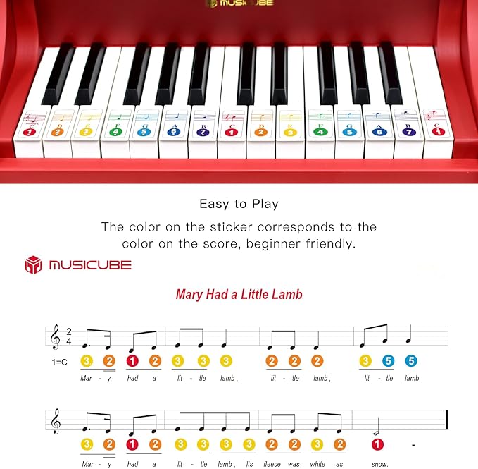 MUSICUBE Kids Piano Keyboard 25 Keys Digital Piano for 3-7 Years Old Beginner Girls Boys First Mini Piano Toys Educational Musical Instrument Gift Choice (Range: C4-C6)