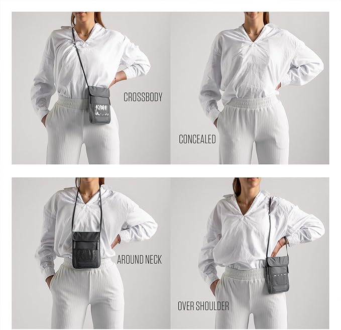 VENTURE 4TH Passport Holder Neck Wallet with RFID Blocking Nylon Lining - Hidden Neck Pouch for Travel (Sleek Black)