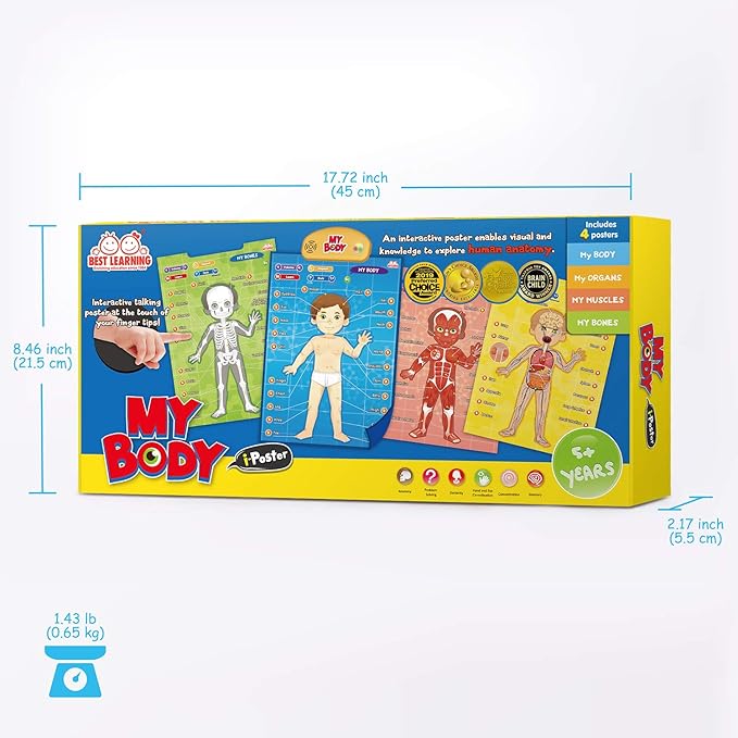 BEST LEARNING i-Poster My Body - Interactive Educational Human Anatomy Talking Game Toy | Learn Body Parts, Organs, Muscles and Bones for Kids Aged 5 to 12 Years Old
