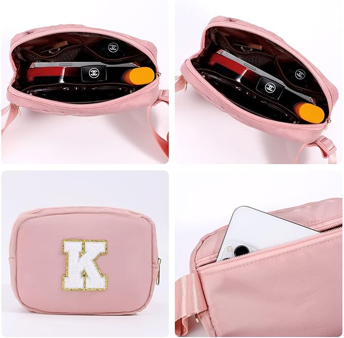 YOOLIFE Friendship Birthday Gifts - Pink Initial Crossbody Bag Belt Bag