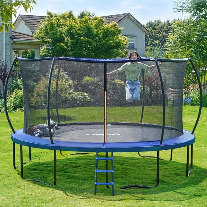 ORCC Trampolines CPSIA Approved 450LBS Weight Capacity 16 15 14 12 10 FT with Safety Enclosure Net Recreational Trampoline for Kids Family Outdoor Backyard