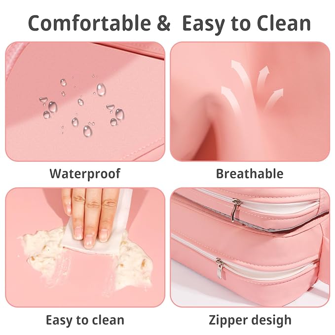 Toddler Booster Seat for Kitchen Chair, 2-in-1 Dining Table Booster Seat with Backrest & Adjustable Straps – Easy-Clean, PU Portable Toddler Eating Travel Increasing Cushion - Pink