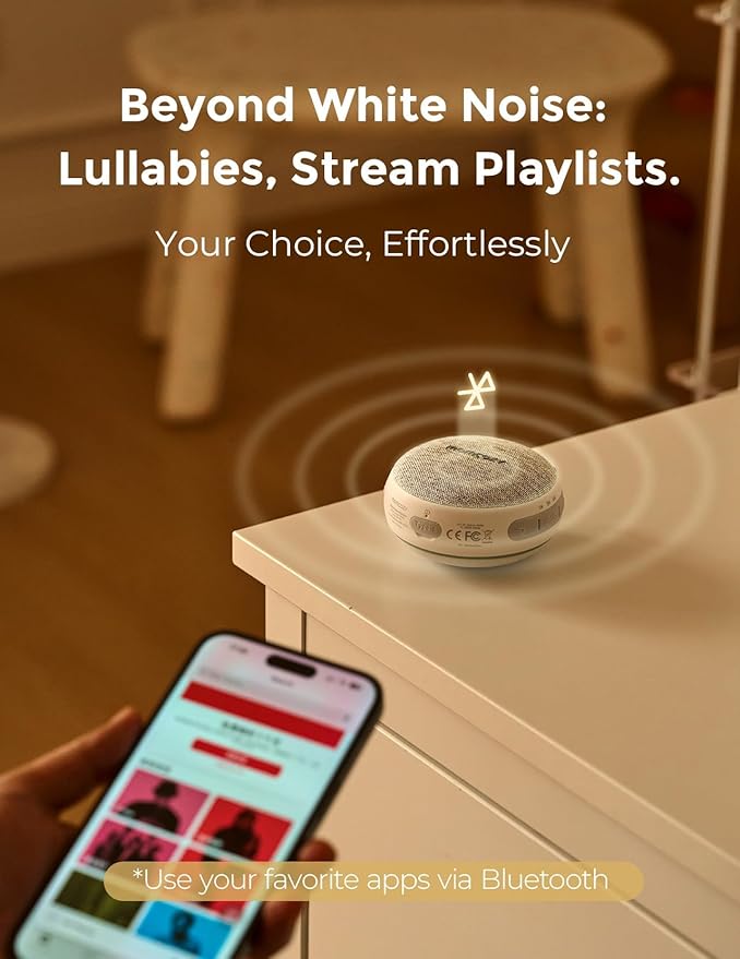 Momcozy Portable Sound Machine with Night Light, White Noise Sound Machine for Baby, 20 Soothing Sounds, Sound Therapy, Long-Lasting Power, Timer, Clips on Stroller, Baby Shower Gifts