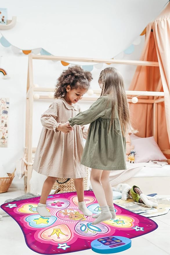 SUNLIN Dance Mixer Rhythm Step Play Mat - Dance Game Toy Pad with LED Lights, Gift for Kids Girls Boys, Adjustable Volume, Built-in Music, 3 Challenge Levels (3-12 Years Old), Pink