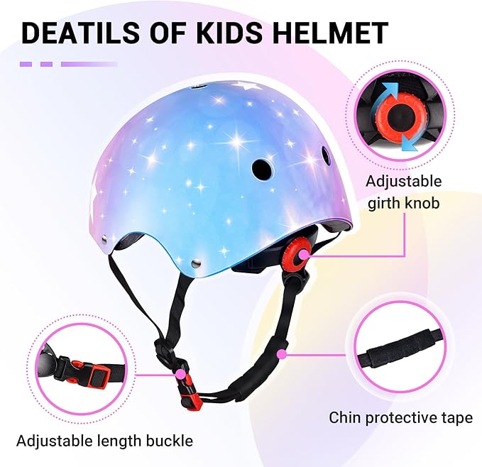 Kids Helmet for 2-3-5-8-14 Ages Girls and Boys, Ventilation and Impact Resistance Toddler Helmet for Multi-Sport Bicycle Scooter Inline Roller Skate and Skateboarding