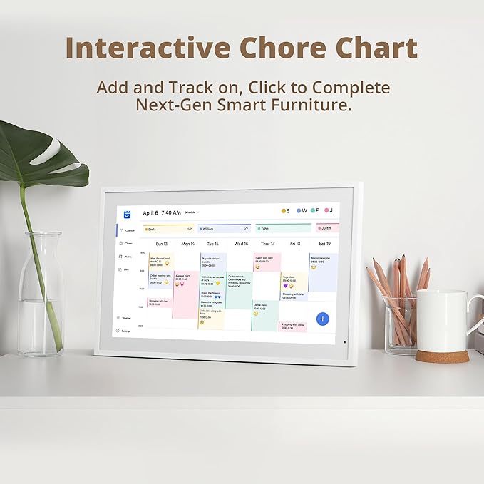 Dragon Touch 21.5 inch Digital Calendar Chore Chart – Interactive Touchscreen, Smart Family Planner, Hearth Display Desk Digital Calendar Seamless Scheduling