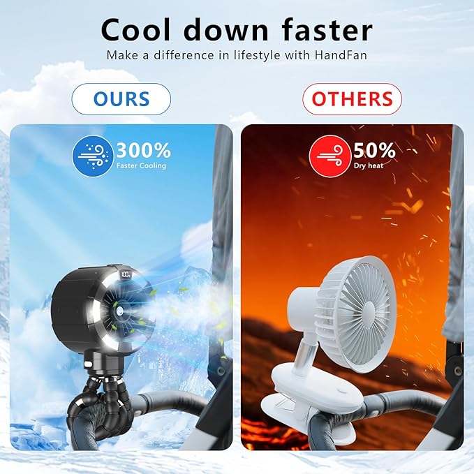 6000mAh Misting Fan for Stroller, 3 Speeds Portable Clip Fan with Intermittent/Continuous Spray, 14H Cooling, Detachable Mount, Timer & Night Light for Baby (100ML Water Tank) - Black