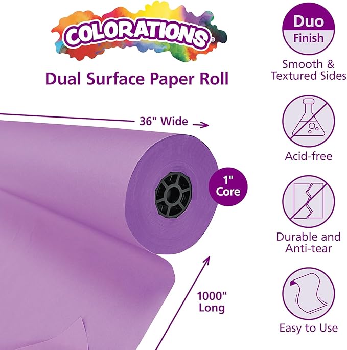 Colorations DSPU Dual Surface Paper Roll, Purple, 36" x 1000' (1 Roll)