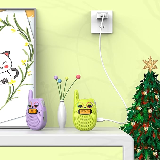 Qniglo Walkie Talkies for Kids Rechargeable 3 Pack, Christmas Birthday Gifts for Girls Age 3-12, Kid Walkie Talkie with FM Radio, Outdoor Camping Games, Spy Toys for 4 6 7 8 9 Year Old Boys Toddler