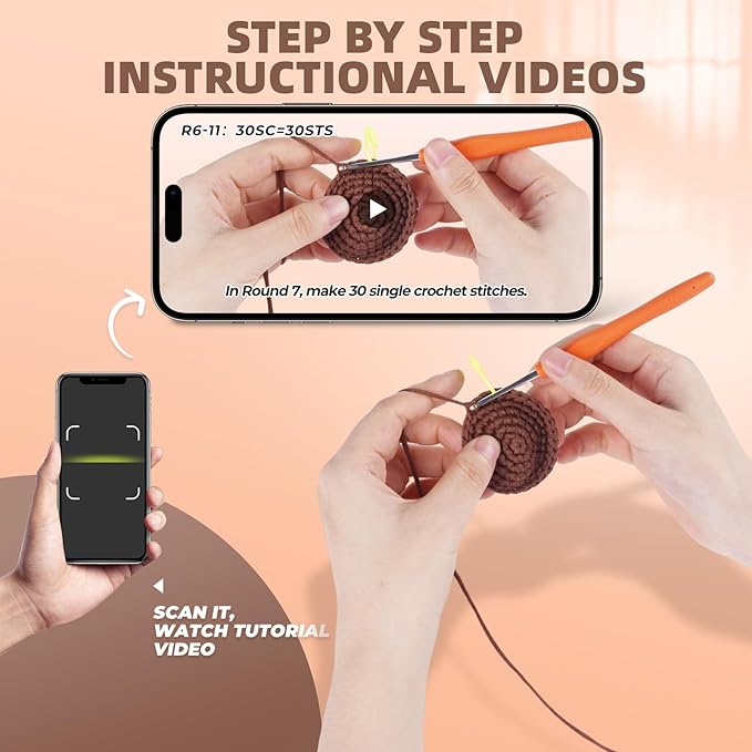 MOREJMTT Crochet Kit for Beginners, Learn to Crochet, Include Easy Knitting Soft Yarn, Step-by-Step Video Tutorial, Hook, Holiday Birthday Gift for Adults and Kids(Polar & Brown Bears)