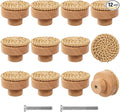 ANPHSIN 12 Pack Boho Wood Dresser Drawer Knobs- Handmade Rattan Woven Cabinet by ANPHSIN